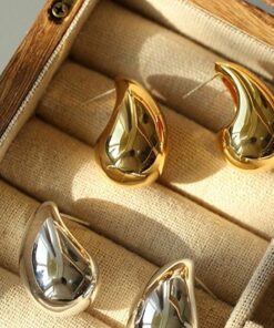 Chic Exaggerate Big Waterdrop Drop Earrings for Women Dupes Chunky Teardrop Stainless Steel Gold Plated Statement Ear Jewelry