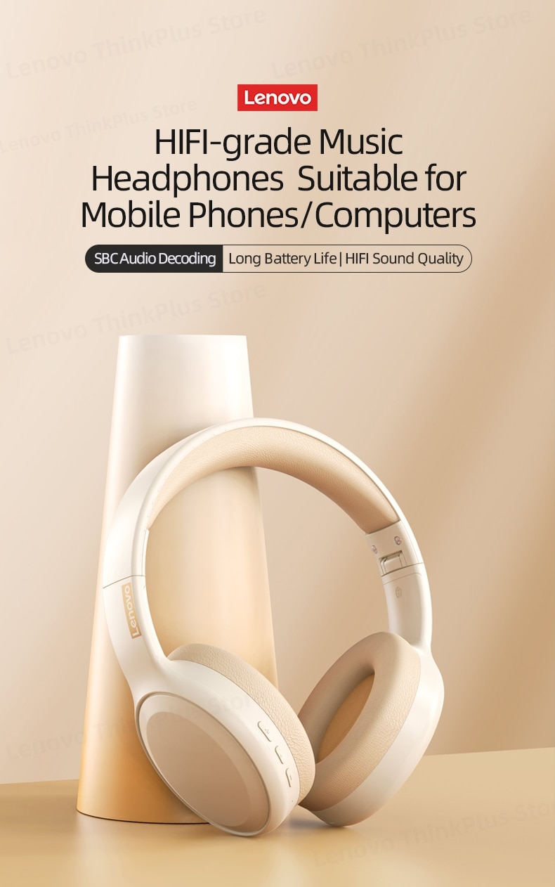 Lenovo TH30 Wireless Headphones Bluetooth 5.0 Earphones Foldable Gaming Headset Sport Headphone with Mic Music Earbuds 250mAh