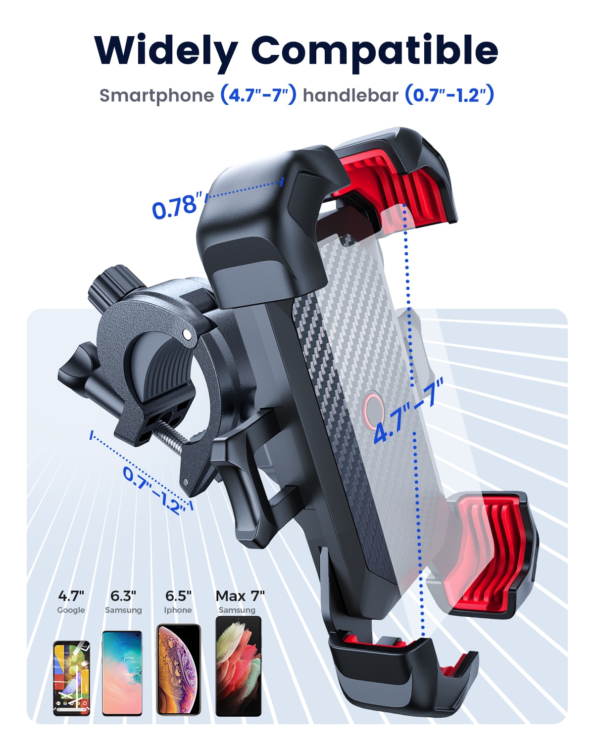 Joyroom 360° View Universal Bike Phone Holder Bicycle Phone Holder for 4.7-7 inch Mobile Phone Stand Shockproof Bracket GPS Clip