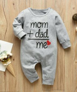 Mom+Dad=Me Baby's Gray Cotton Romper